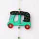 Handmade Wooden Auto-Rickshaw Wall Hanging for Home Decor - Green, Yellow